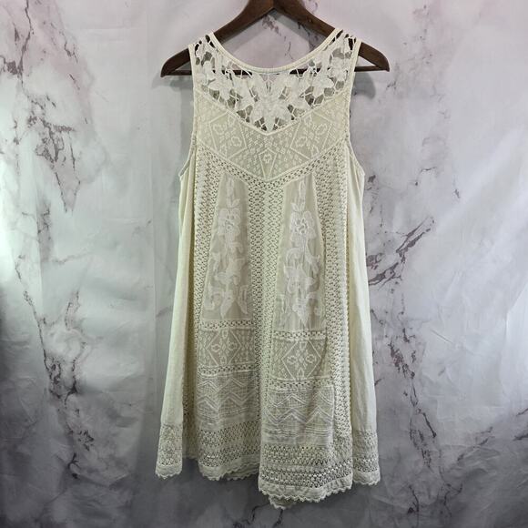 Vanessa Dress Women 6 Cream White Eyelet Lace Crochet Tank Boho Cottonwood - Picture 5 of 11